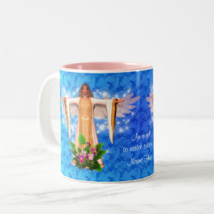 Guardian Angel Blue Inspirational Personalized  Two-Tone Coffee Mug