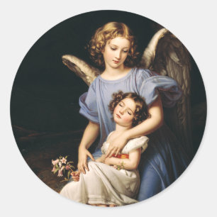 Guardian angel by Joseph Karl Stieler Classic Round Sticker