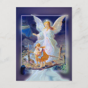 Guardian Angel, Children and Bridge Postcard