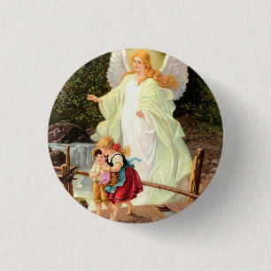 Guardian Angel Children over Bridge Lindberg 3 Cm Round Badge