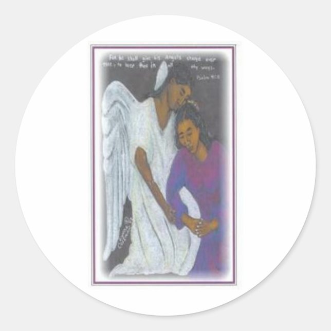 Guardian Angel Classic Round Sticker (Front)