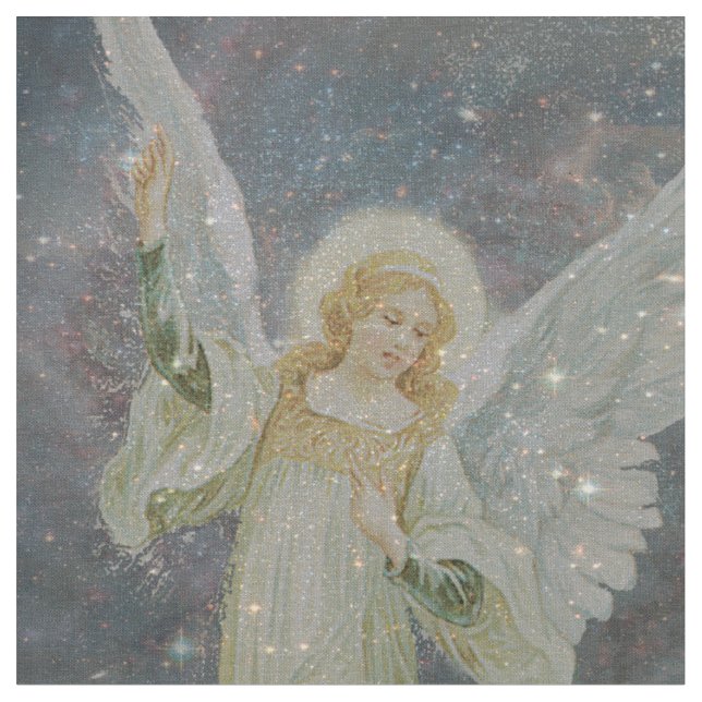 Guardian Angel Fabric with Glitter Stars (Close Up)
