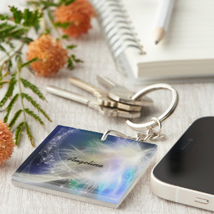 Guardian Angel Feather and Name Keychain