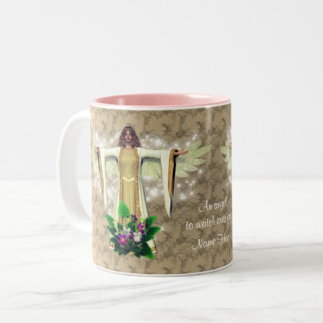 Guardian Angel Gold Inspirational Personalised Two-Tone Coffee Mug (Front Left)