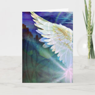 Guardian Angel Indigo Wing – Blank Greeting Card