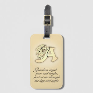 Guardian Angel Letter A Gold Luggage Tag