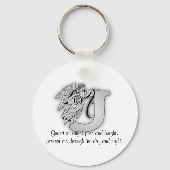 Guardian Angel Letter J Key Ring (Front)