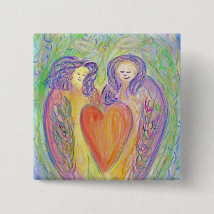 Guardian Angel Love Hearts Lapel Pin or Buttons