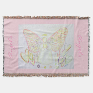 Guardian Angel of Hearts Custom Art Throw Blanket