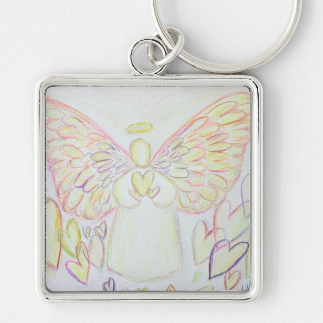 Guardian Angel of Hearts Keychain Custom Pendant (Front)