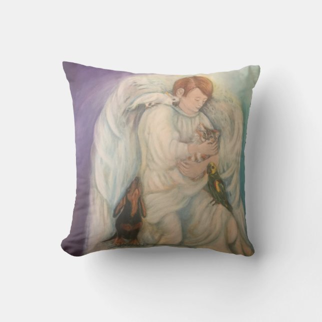 Guardian angel of pets Angel Boy with pets Pillow (Front)