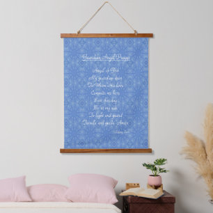 Guardian Angel Prayer Blue  Hanging Tapestry