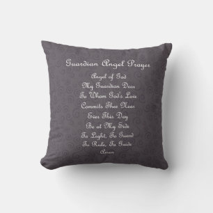 Guardian Angel Prayer Charcoal Cushion