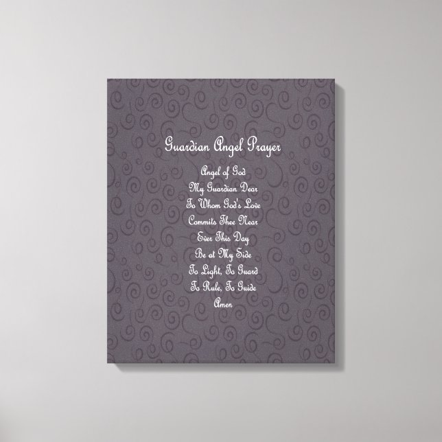 Guardian Angel Prayer Charcoal Grey Canvas Print (Front)