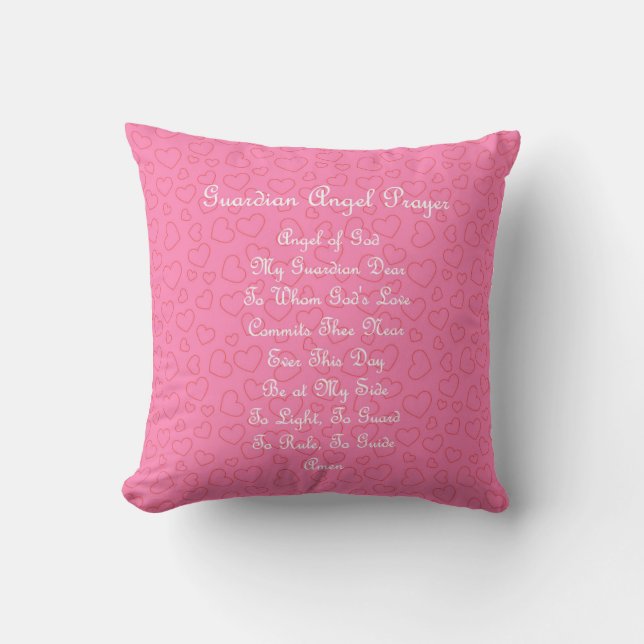 Guardian Angel Prayer Pink Cushion (Front)