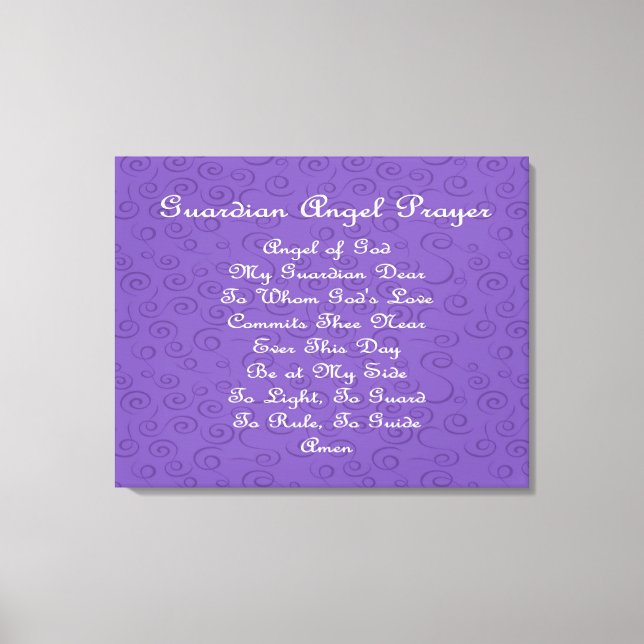 Guardian Angel Prayer Purple Canvas Print (Front)