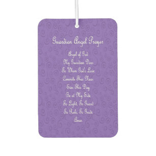 Guardian Angel Prayer Purple  Car Air Freshener
