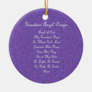 Guardian Angel Prayer Purple Ceramic Tree Decoration