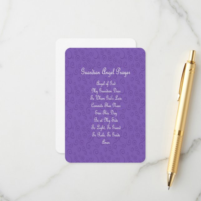 Guardian Angel Prayer Purple Enclosure Card (Front/Back In Situ)