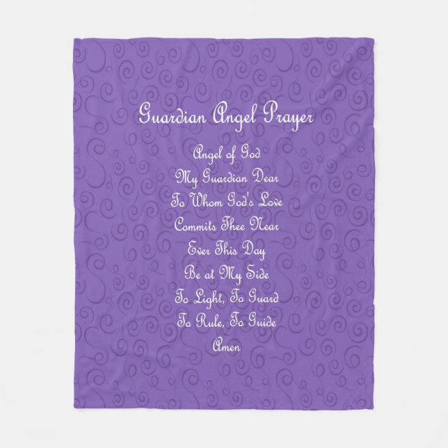 Guardian Angel Prayer Purple Fleece Blanket (Front)