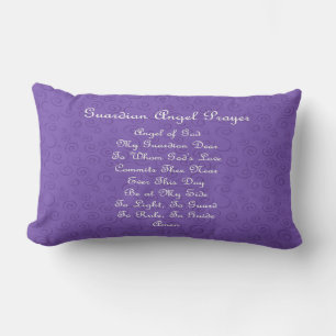 Guardian Angel Prayer Purple Lumbar Cushion