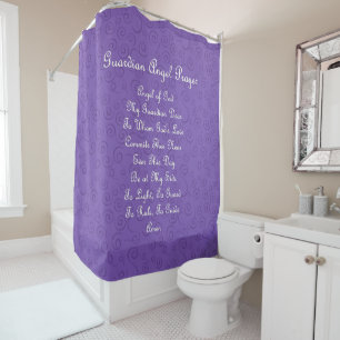 Guardian Angel Prayer Purple Shower Curtain
