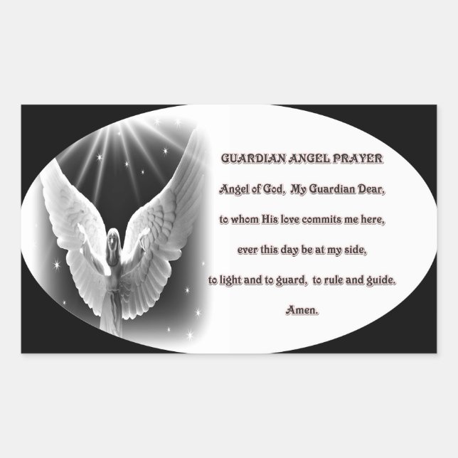 guardian angel prayer rectangular sticker (Front)