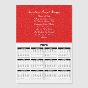 Guardian Angel Prayer Red Hearts 2026 Calendar
