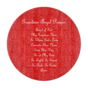 Guardian Angel Prayer Red Hearts Cutting Board