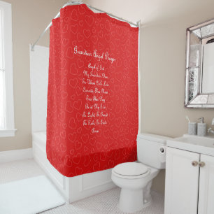 Guardian Angel Prayer Red Hearts Shower Curtain