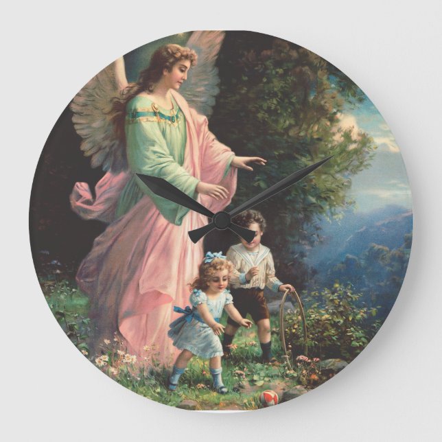 Guardian angel protecting children near a ledge large clock (Front)