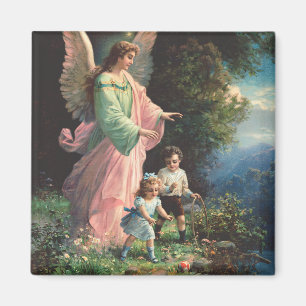 Guardian angel protecting children near a ledge magnet