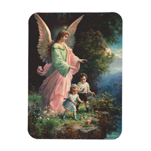 Guardian angel protecting children near a ledge magnet (Vertical)