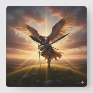 Guardian Angel Protection - Square Wall Clock