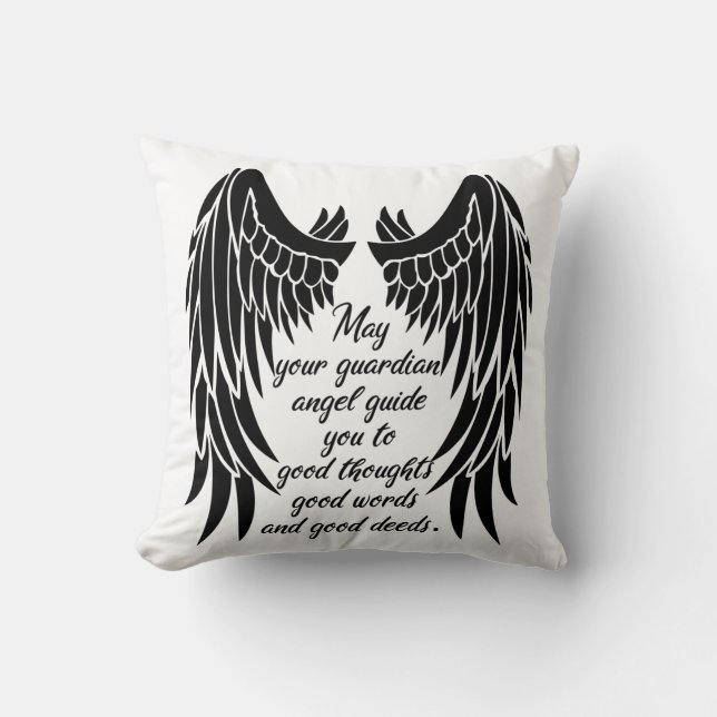 Guardian Angel Quote/Angel Wings Cushion (Front)