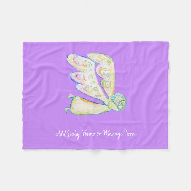 Guardian Angel Soft Fleece Custom Baby Blankets (Front (Horizontal))