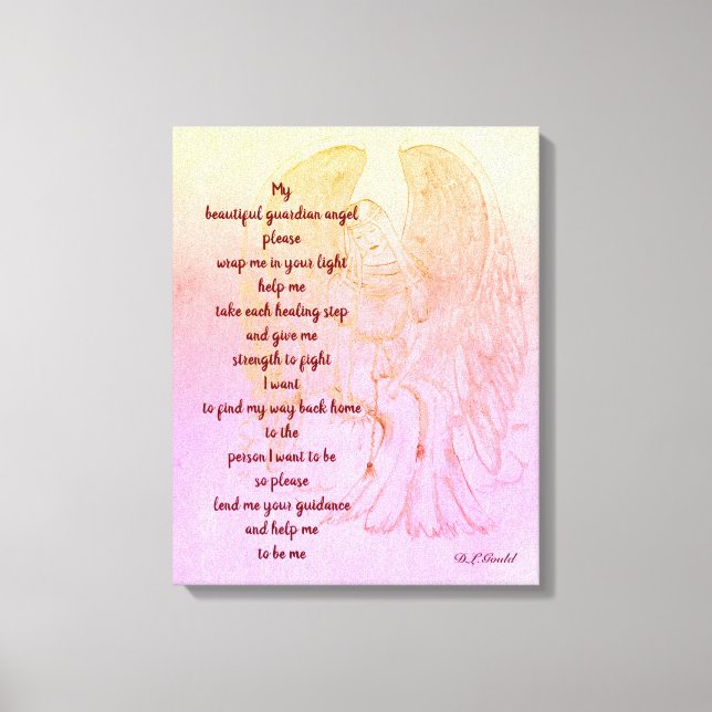 Guardian Angel spiritual recovery poem art canvas (Front)