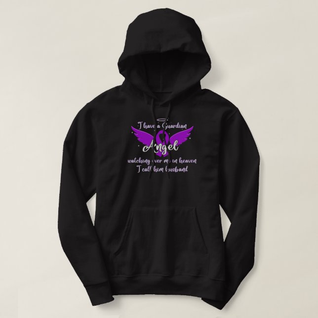 Guardian Angel Watching Over Me In Heaven Husband  Hoodie (Design Front)