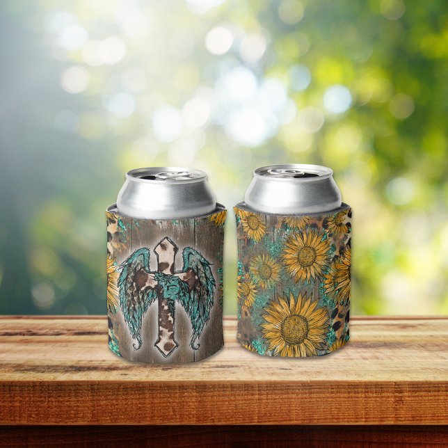 Guardian Angel Western Wings Sunflower sublimation Can Cooler (Creator Uploaded)