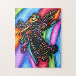 Guardian Angel With Child Abstract Original art  Jigsaw Puzzle