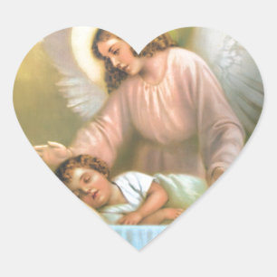Guardian Angel with Child Heart Sticker