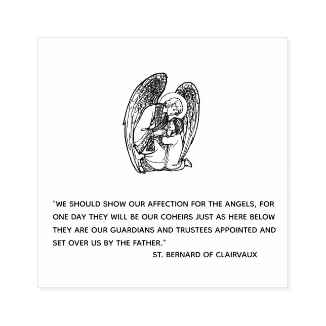 Guardian Angel with child Quote by Saint Bernard Rubber Stamp (Imprint)