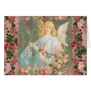 Guardian Angel with Pink Roses