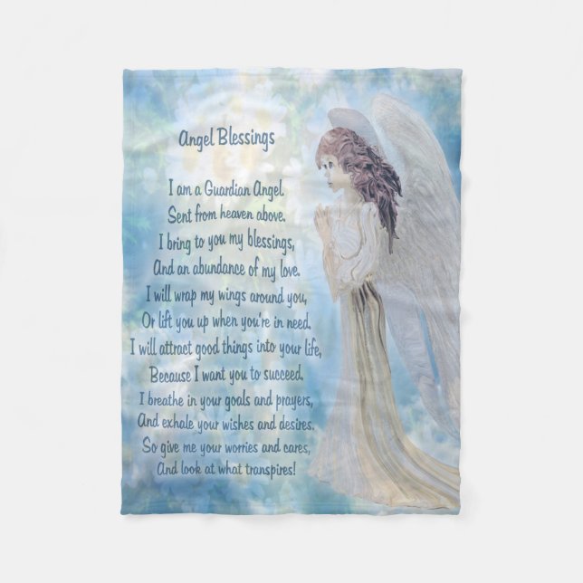 Guardian Angel with Poem Fleece Blanket (Front)