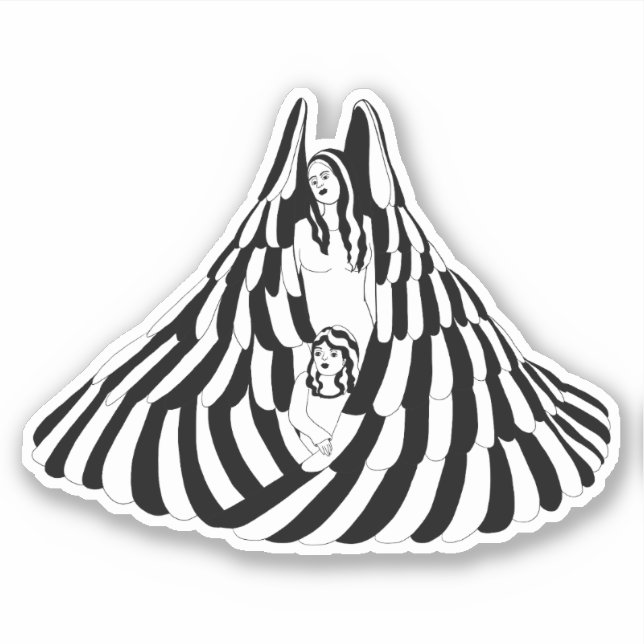 Guardian Angel Woman with little girl Art   (Front)