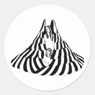 Guardian Angel Woman with little girl Art   Classic Round Sticker