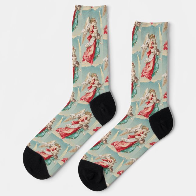 Guardian Angels Carrying A Child Ethereal Art Socks (Left)