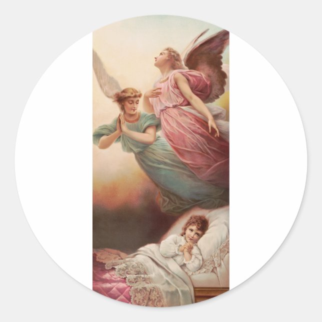 Guardian angels with child classic round sticker (Front)