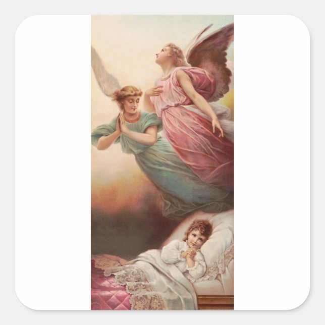 Guardian angels with child square sticker (Front)