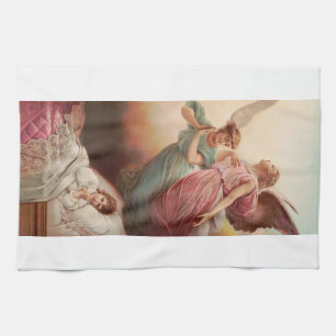 Guardian angels with child tea towel